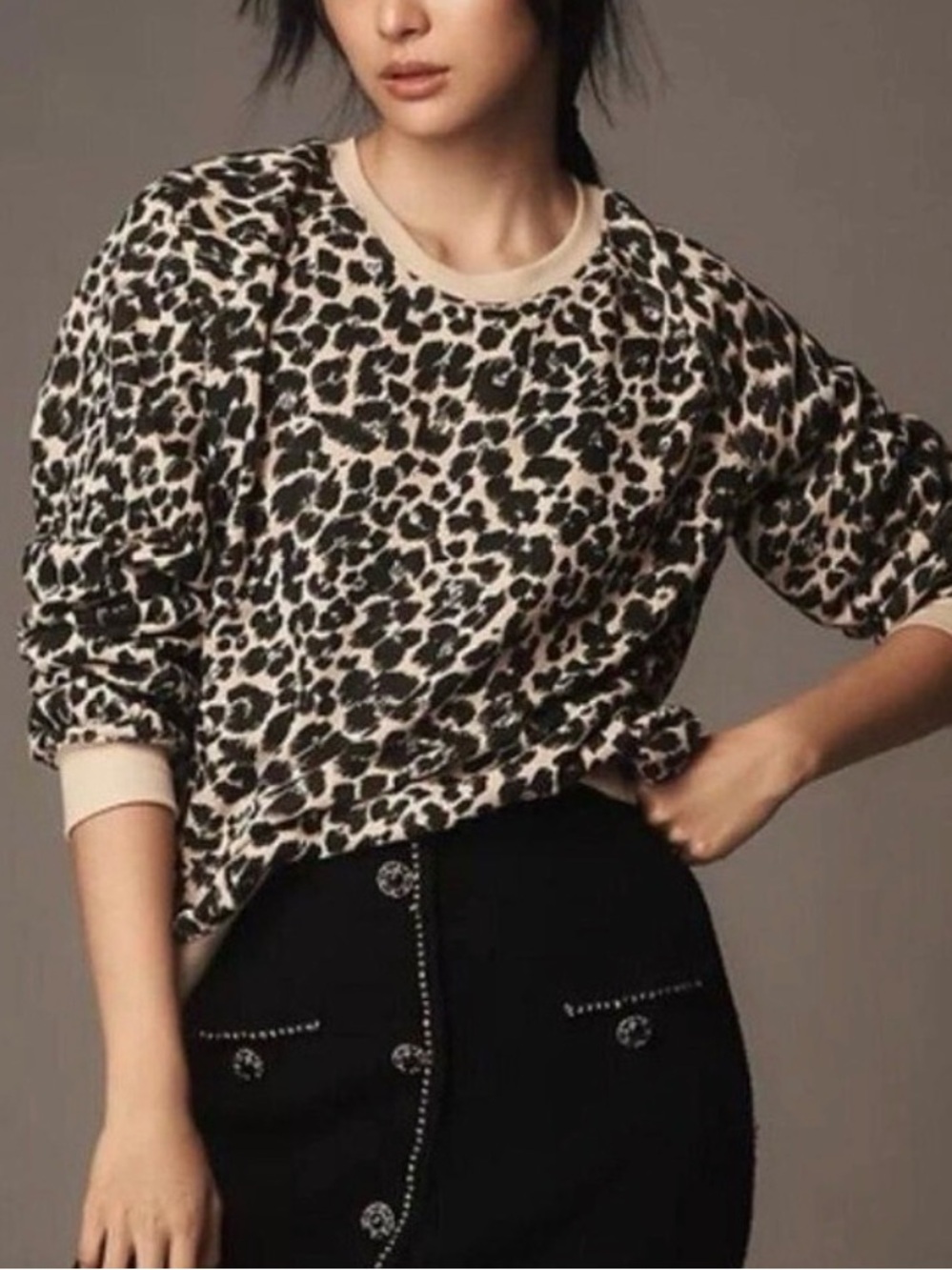 Maeve Lightweight Leopard Print Sweater — Size S